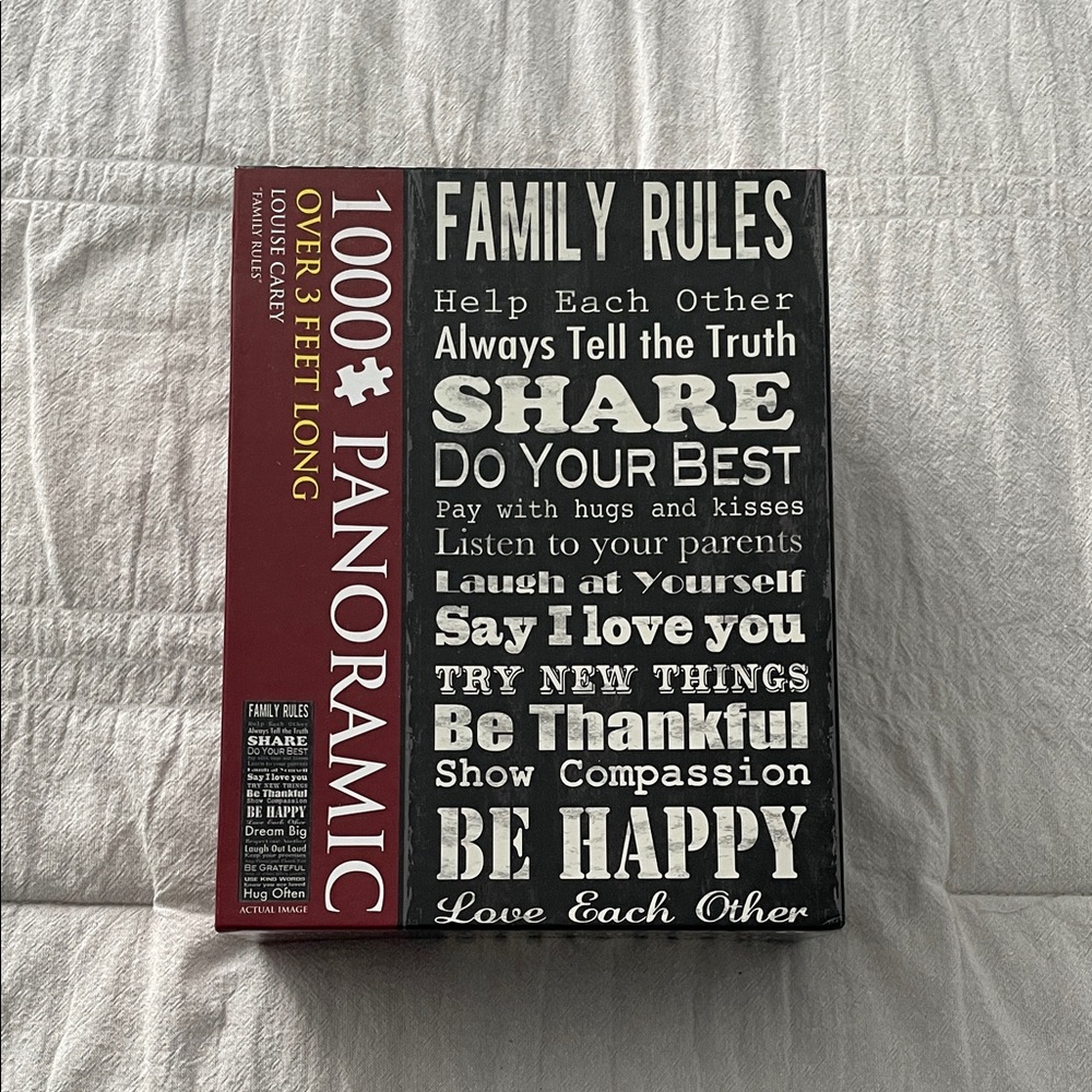 Louise Carey “Family Rules” Panoramic Puzzle - Black and White